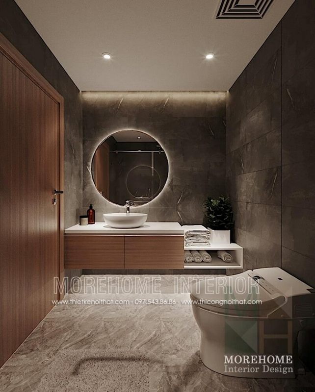 Mẫu cửa gỗ hiện đại được lựa chọn cho nhà tắm chung cư hiện đại